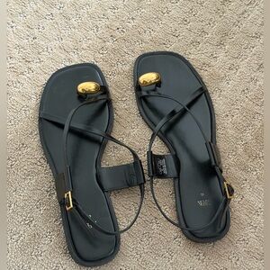 Zara Black Sandals with Gold Details